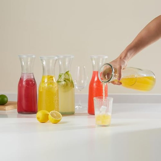 3-Piece Glass Carafe Set – Party-Ready Pitchers with Lids (35oz)
